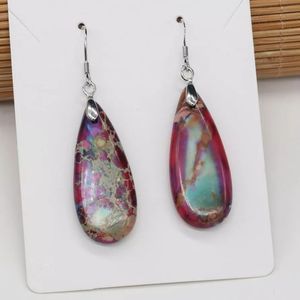 Sterling Silver and Sea sediment irridescent Jasper stone boho earrings new